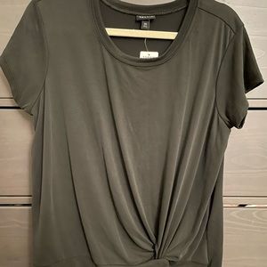 Torrid faux suede burnout/black twist front blouse. Size 00